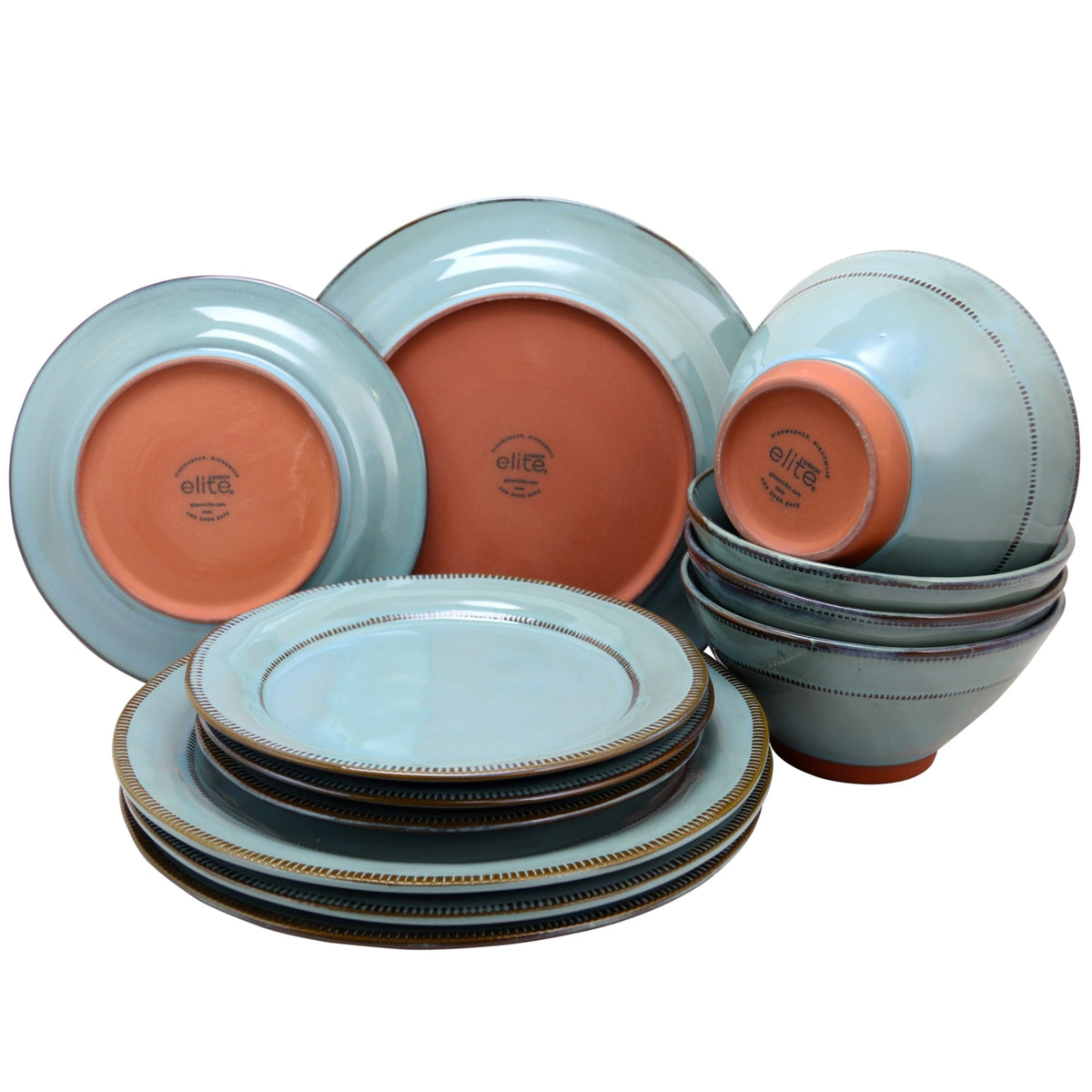 Gibson Elite Terranea teal dinnerware set product photo 5