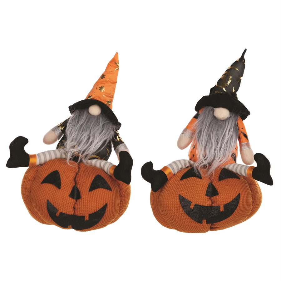 Plush Halloween Gnome with Jack O Lantern (Set of 2)