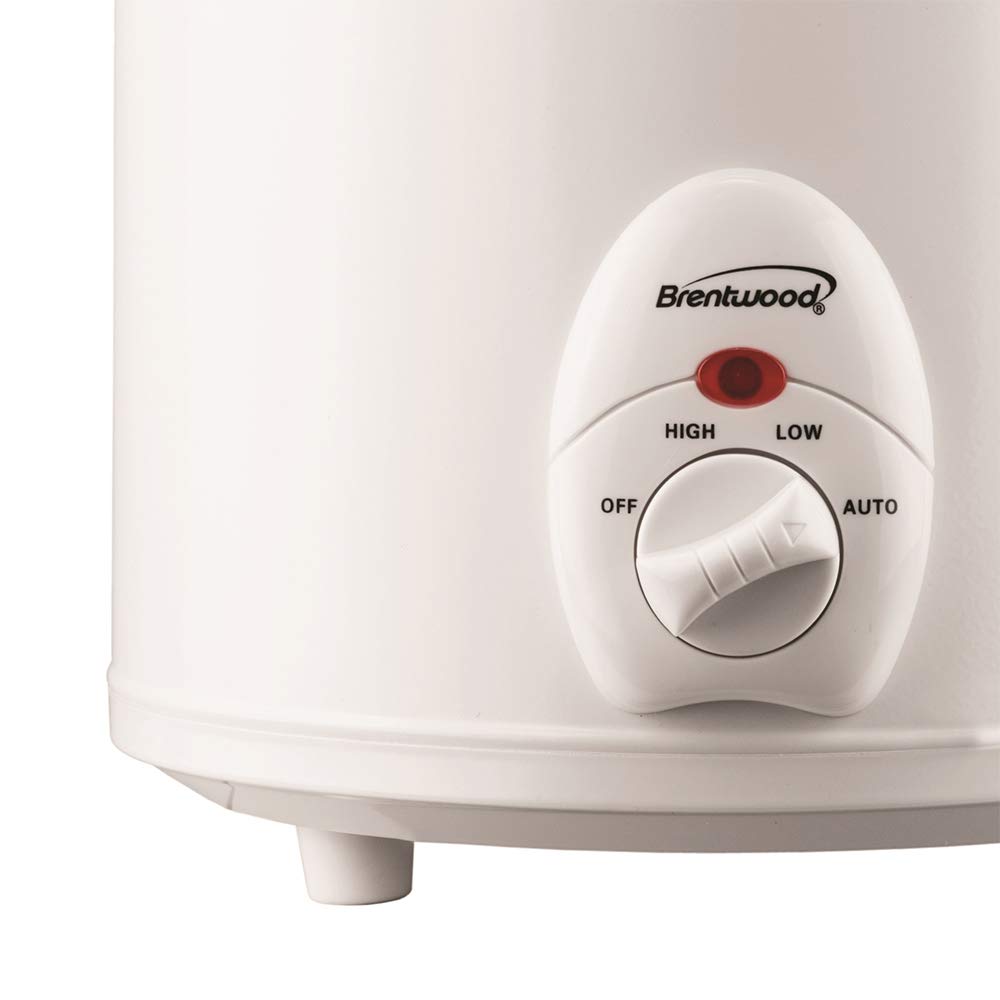 Brentwood SC-135W 3-Quart Slow Cooker - White, 170W with Removable Dishwasher-Safe Ceramic Pot & Tempered Glass Lid, cULus Approved