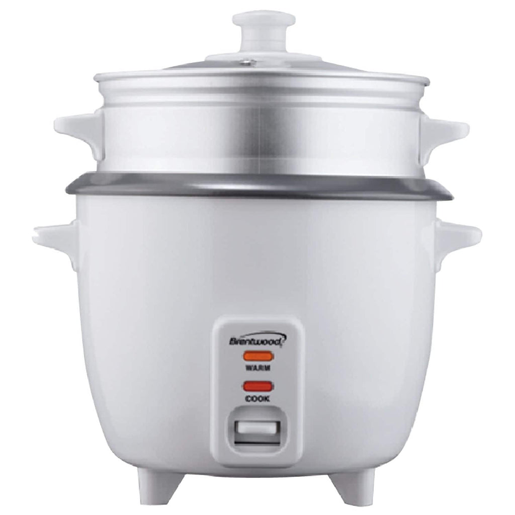Brentwood TS-380S white 10-cup rice cooker and food steamer
