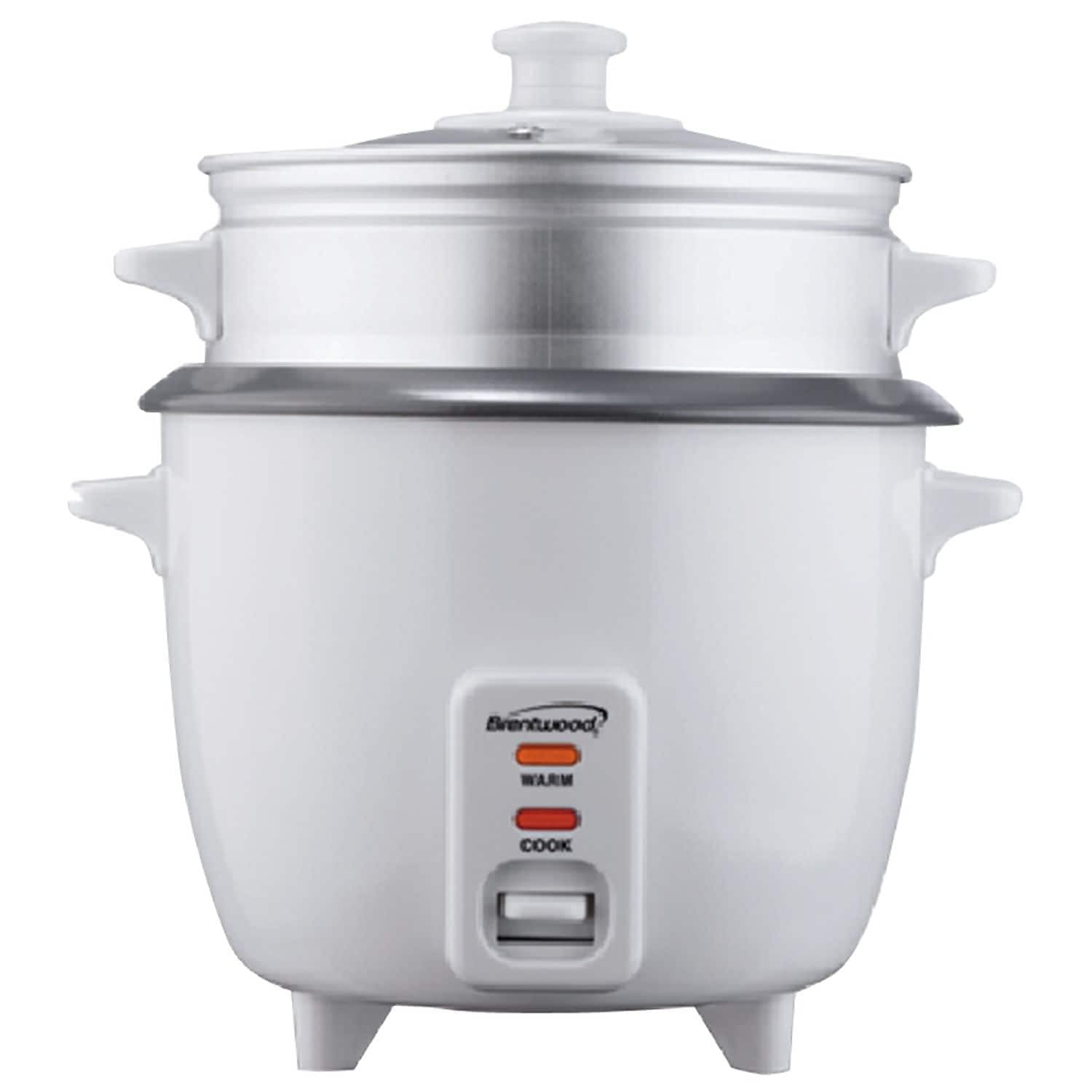 Brentwood TS-380S white 10-cup rice cooker and food steamer