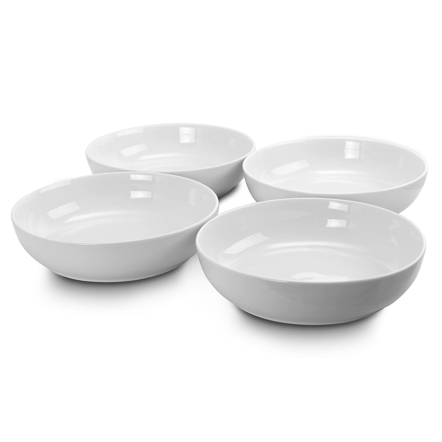 Gibson Home extra wide white stoneware dinner and serving bowls, set of 4