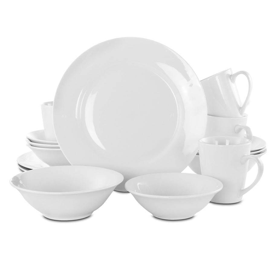 Gibson Noble Court 16-piece white porcelain dinnerware set, service for 4