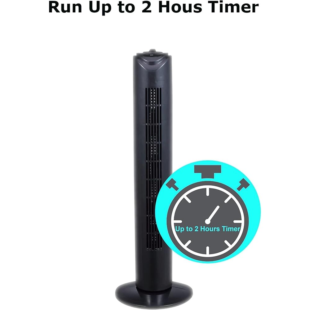 Optimus F-8449BK 32-Inch 3-Speed Oscillating Tower Fan with Timer, Black