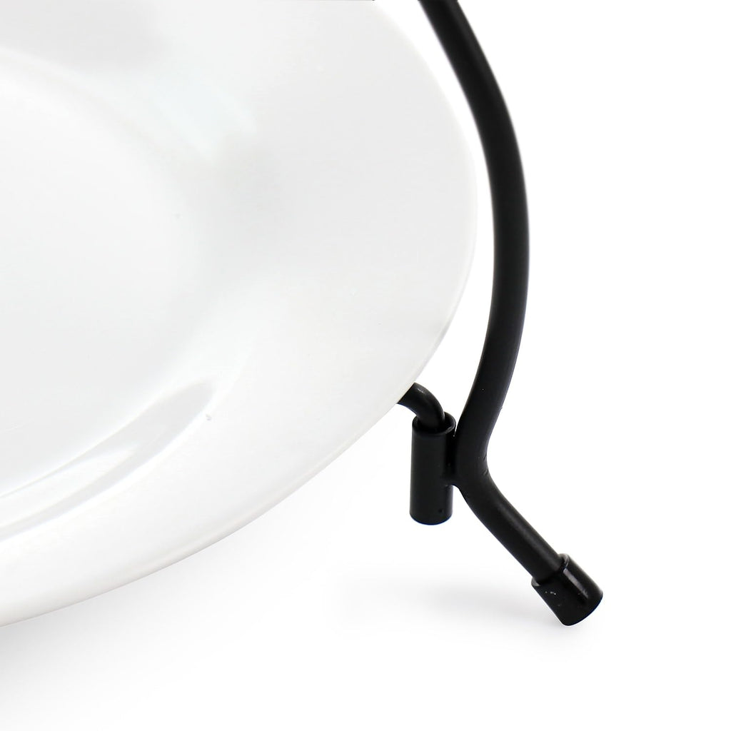 Elama 3-Tier Round Plate Porcelain Serveware Set – White Tiered Stand for Desserts, Tea Parties & Charcuterie
