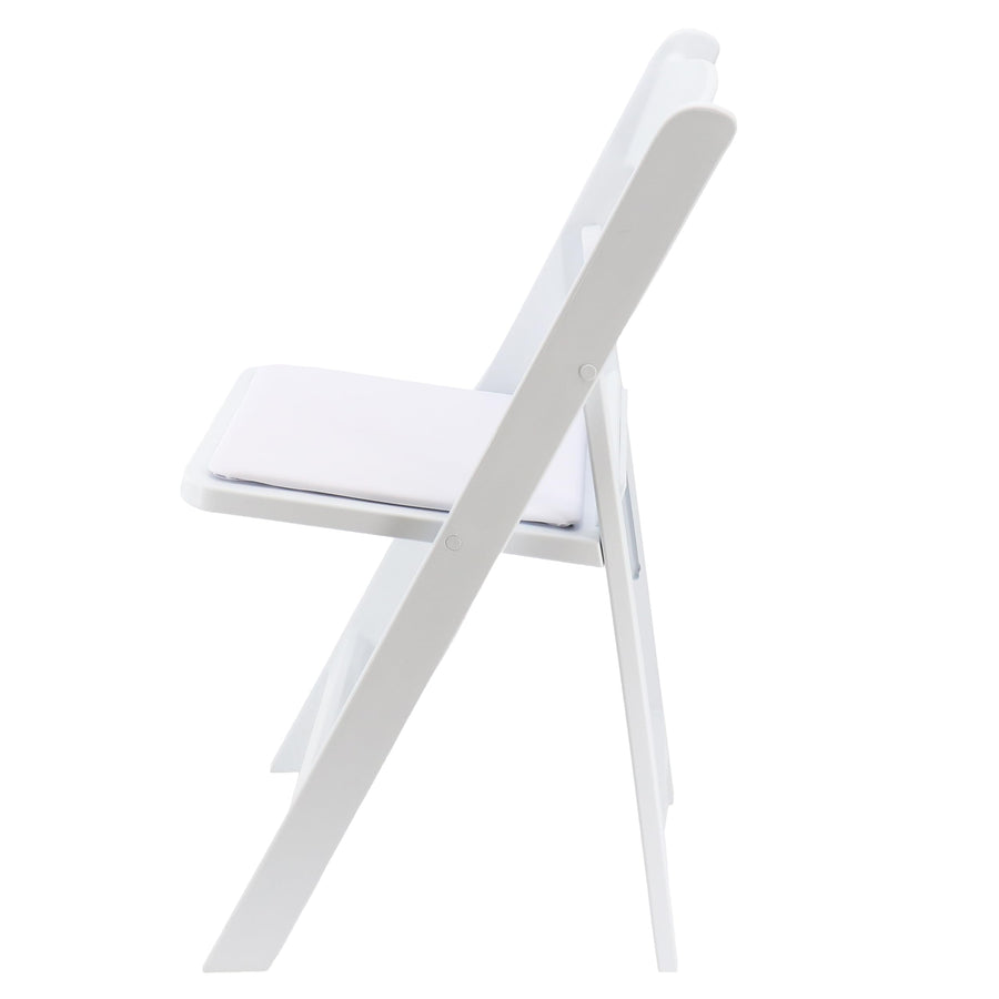 Elama 4 Piece White Folding Resin Dining Chairs with Removable Seat Pads (600 lb Capacity)