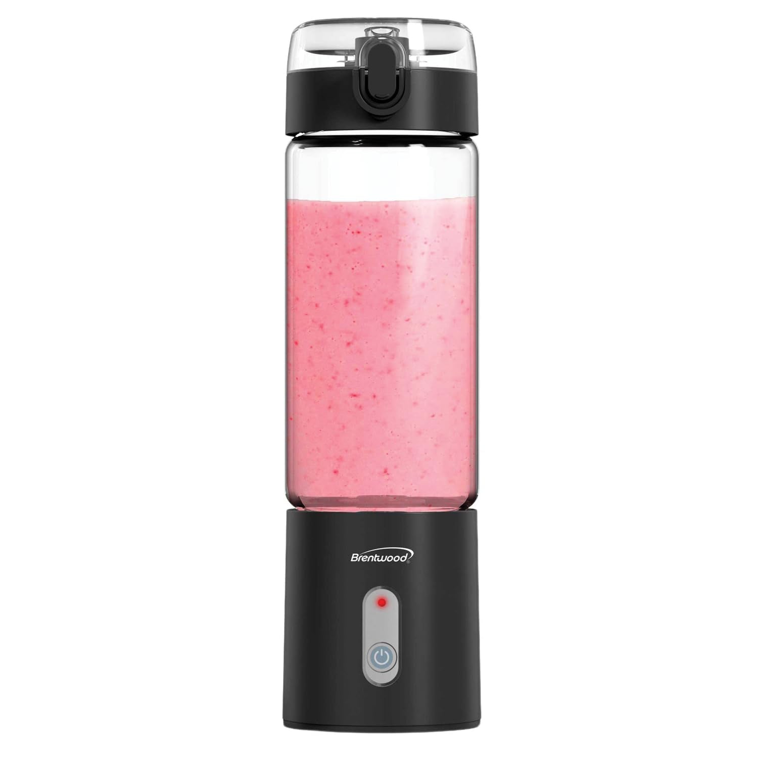 Brentwood RJB-100BK 17 oz portable USB-rechargeable glass blender in black with sports lid