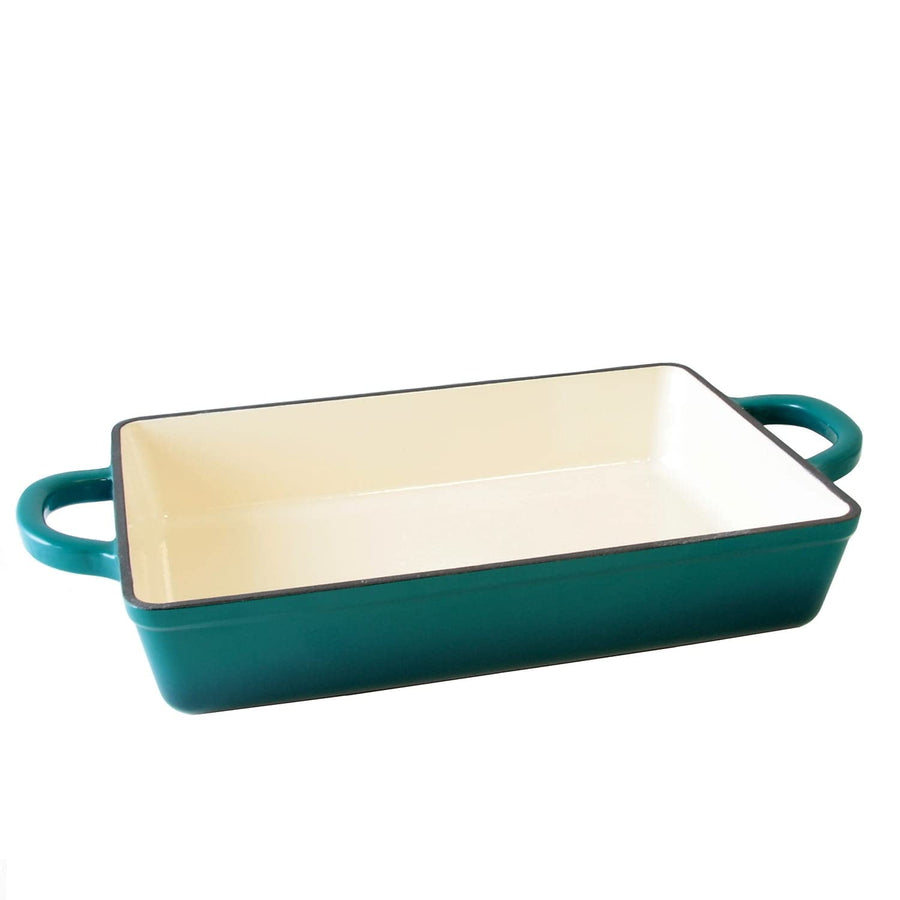 Crock-Pot Artisan 13 Inch Enameled Cast Iron Lasagna Pan, Teal Ombre