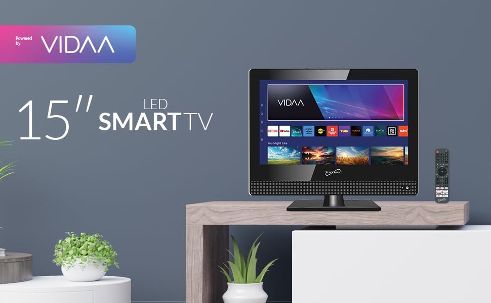 SuperSonic 15.6-Inch 1080p LED Smart TV with 12V Car Adapter, Black