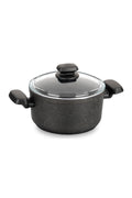 Korkmaz Ornella 5-Quart Aluminum Sauce Pan with Glass Lid – Solar Base Hard-Anodized Non-Stick Casserole / Sauce Pot (Black A2675)