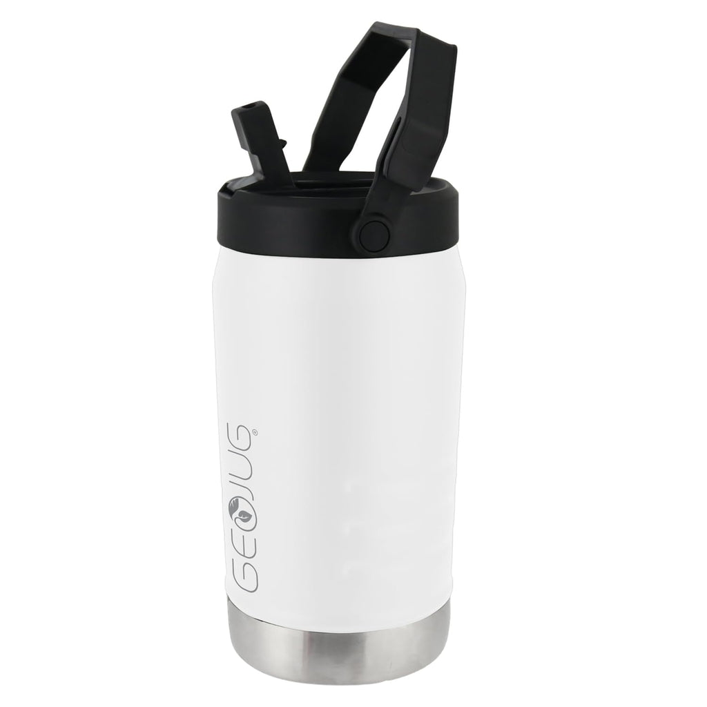 Brentwood GeoJug G-1900CRM 64 oz stainless steel vacuum-insulated water jug in cream with straw lid and fence hook