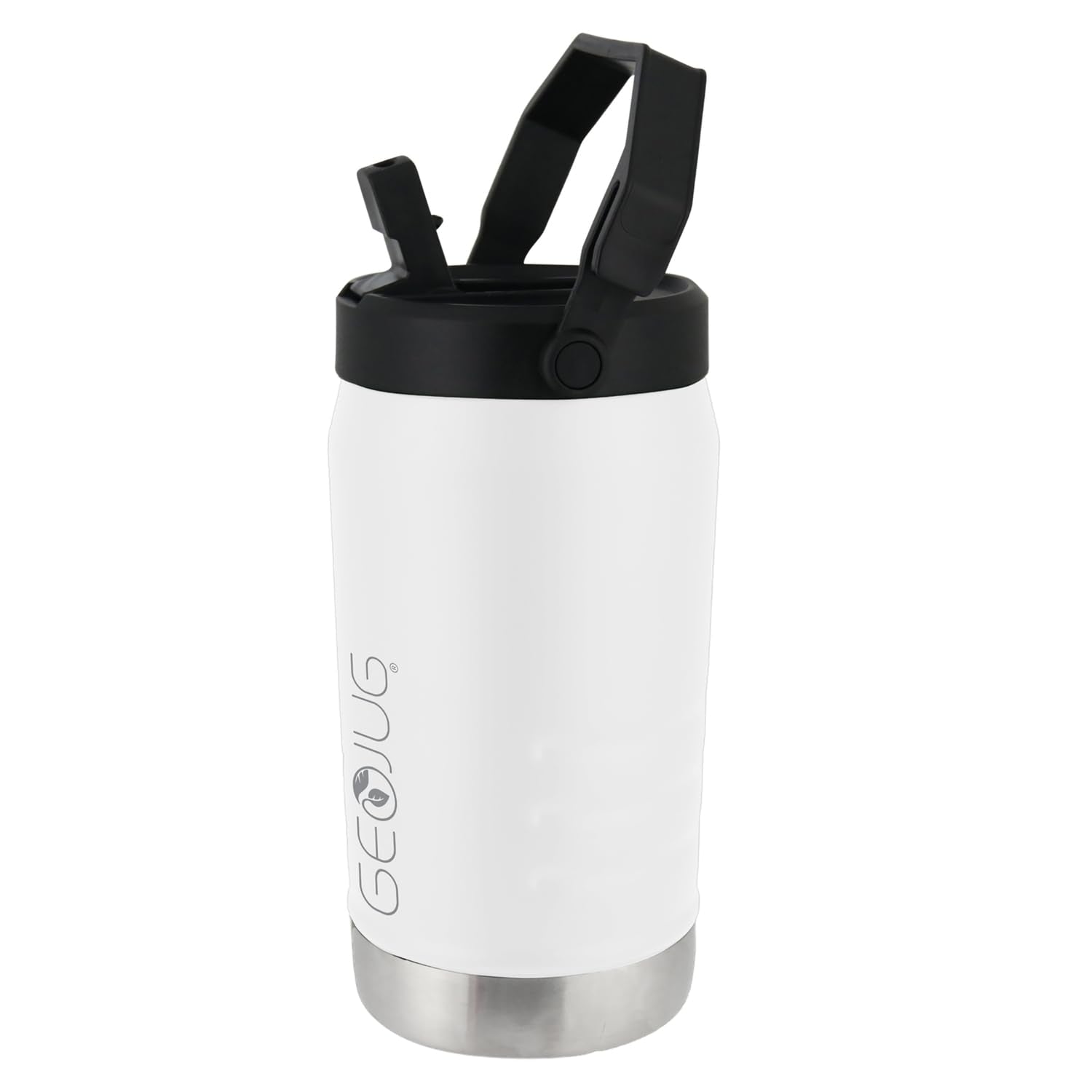 Brentwood GeoJug G-1900CRM 64 oz stainless steel vacuum-insulated water jug in cream with straw lid and fence hook