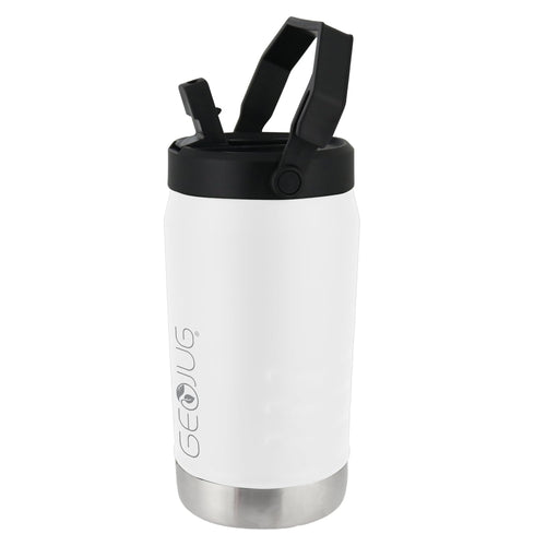 Brentwood GeoJug G-1900CRM 64 oz stainless steel vacuum-insulated water jug in cream with straw lid and fence hook