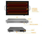 MegaChef 24" Electric Warming Tray with Adjustable Temperature Control – Silver Stainless Steel Buffet Server, Even Heating for Parties & Holiday Dinners