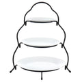 Elama 3-Tier Round Plate Porcelain Serveware Set – White Tiered Stand for Desserts, Tea Parties & Charcuterie