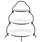 Elama 3-Tier Round Plate Porcelain Serveware Set – White Tiered Stand for Desserts, Tea Parties & Charcuterie