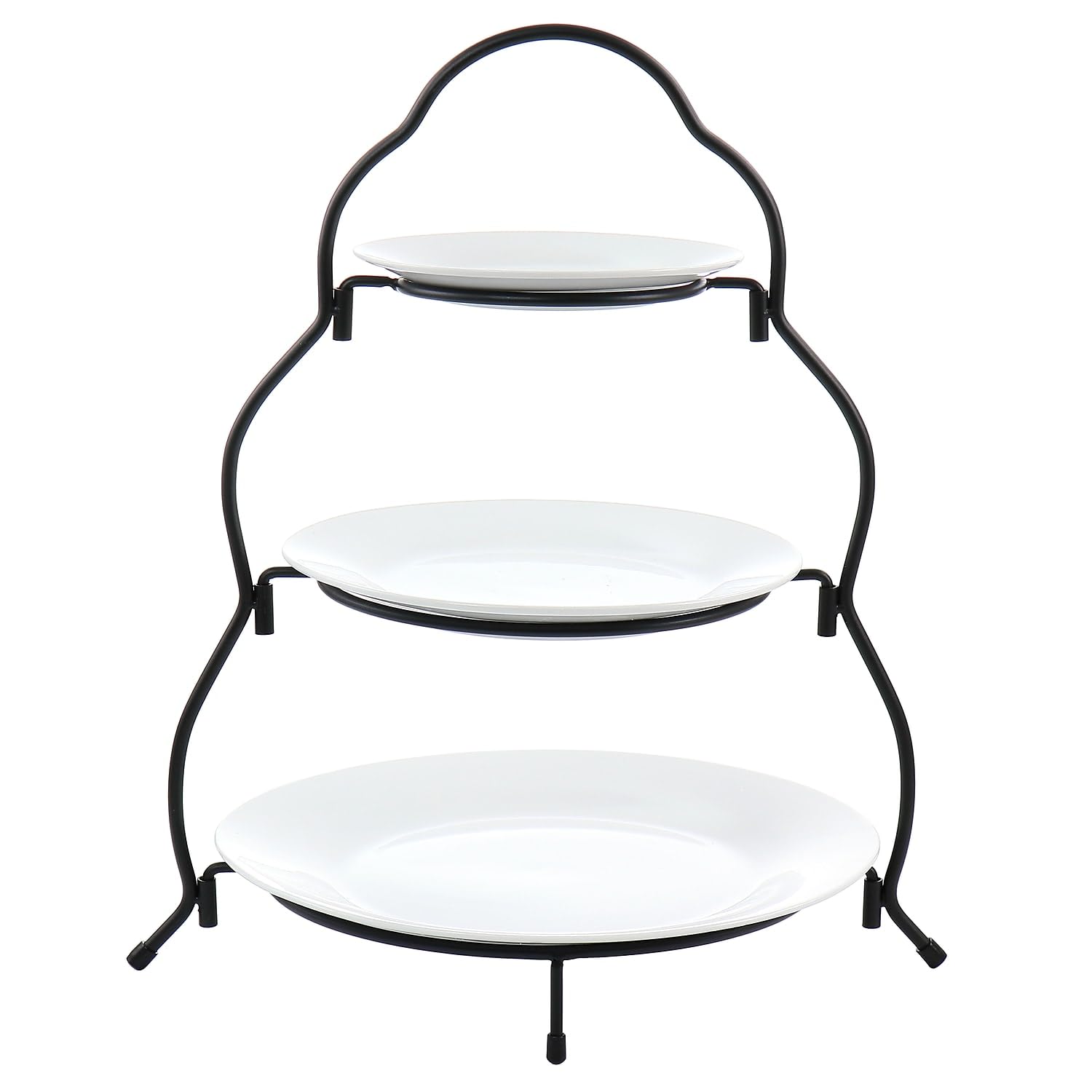 Elama 3-Tier Round Plate Porcelain Serveware Set – White Tiered Stand for Desserts, Tea Parties & Charcuterie