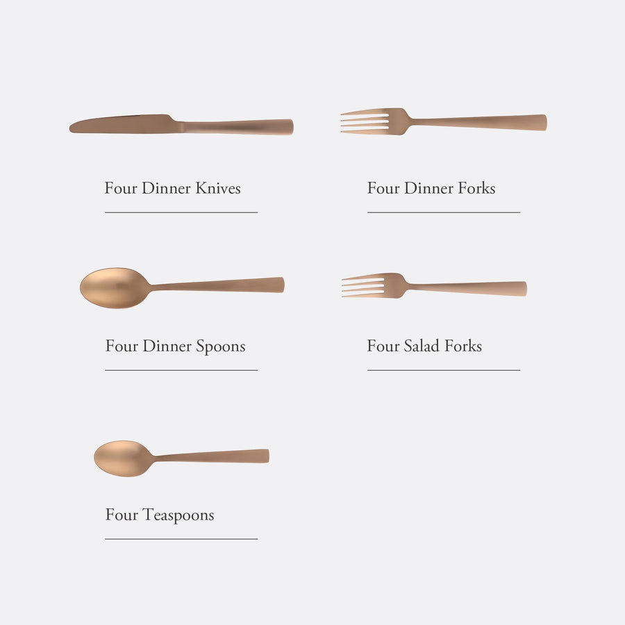 Gibson Elite Earlston 20-Piece Flatware Silverware Set, Service for 4, Stainless Steel, Matte Bronze