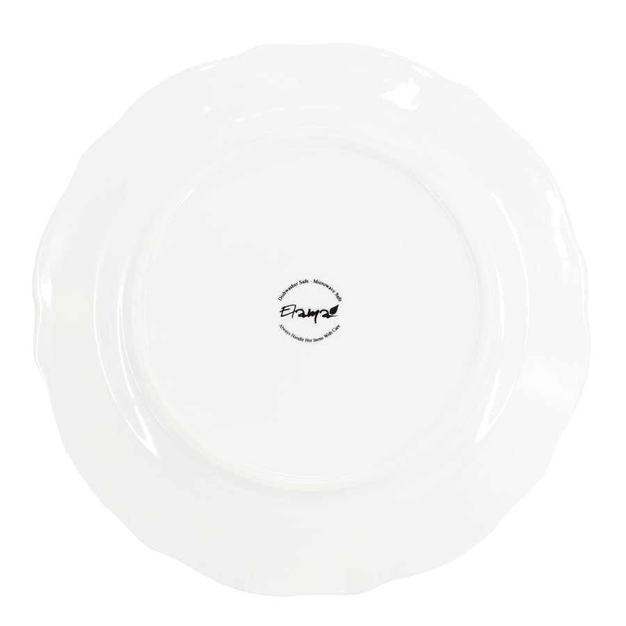 Elama Henryi 6 Piece Embossed Rim Porcelain Dinner Plate Set in White