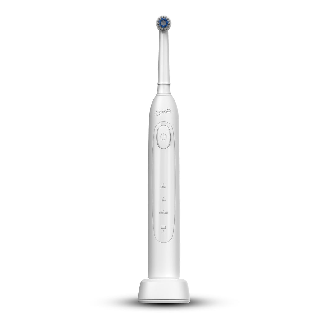 Supersonic Sonic Zoom+ Rechargeable Toothbrush with 6 Brush Heads, White