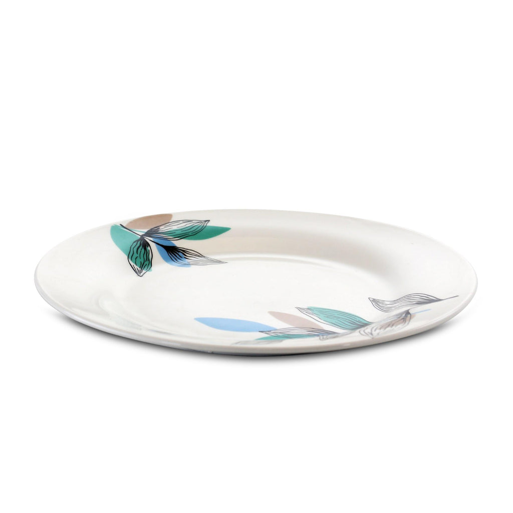Gibson Home Vineyard Blue 12-Piece Fine Ceramic Dinnerware Set – Blue Leaf Design, Service for 4 with Plates, Bowls & Mugs