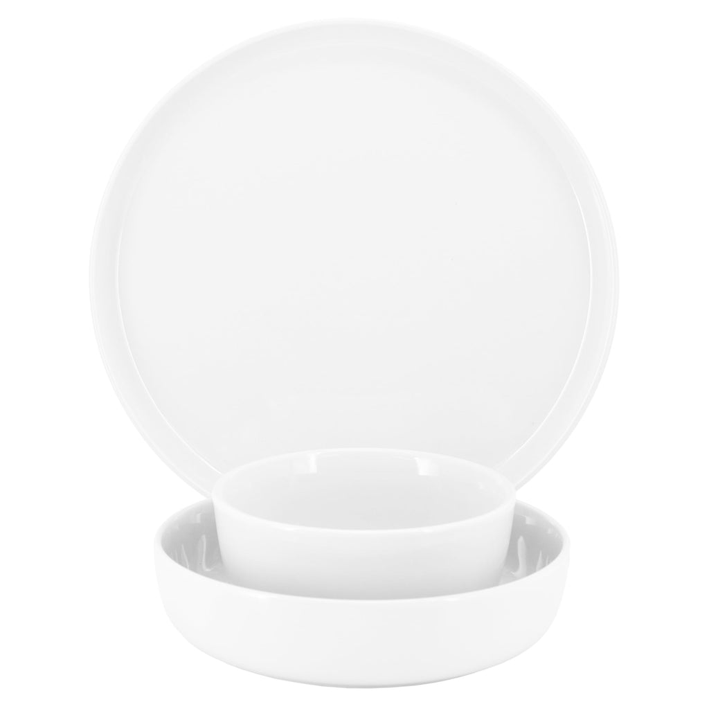 Elama Duncan 18-Piece Round Porcelain Dinnerware Set – Service for 6, Classic White Tableware (Microwave & Dishwasher Safe)