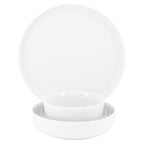 Elama Duncan 18-Piece Round Porcelain Dinnerware Set – Service for 6, Classic White Tableware (Microwave & Dishwasher Safe)