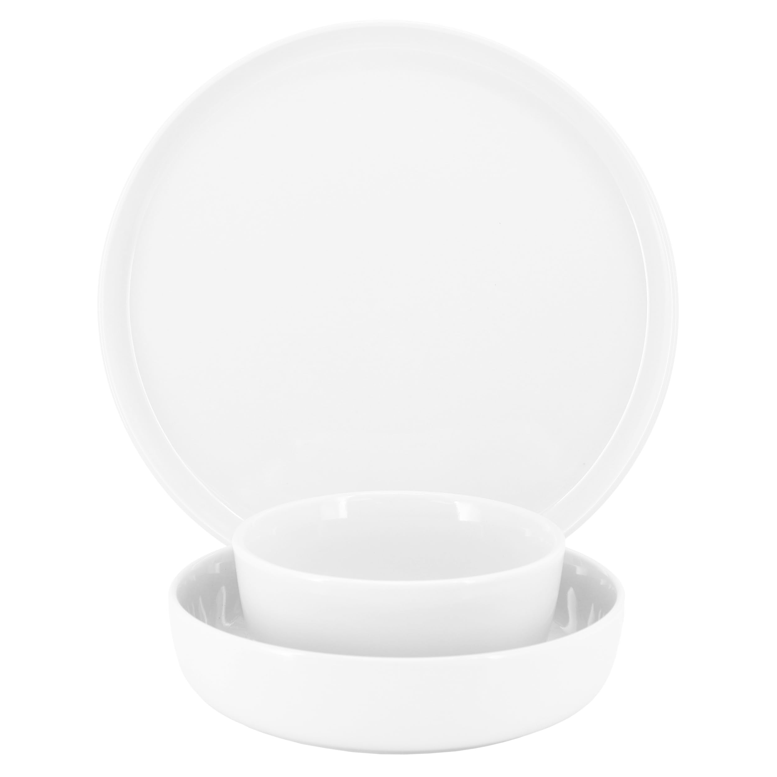 Elama Duncan 18-Piece Round Porcelain Dinnerware Set – Service for 6, Classic White Tableware (Microwave & Dishwasher Safe)
