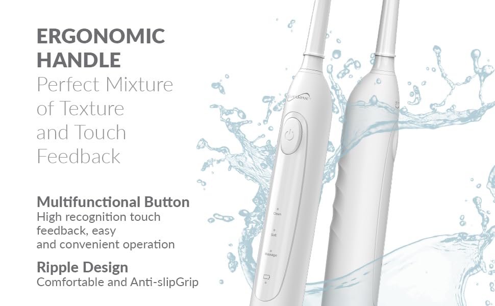 Supersonic Sonic Zoom+ Rechargeable Toothbrush with 6 Brush Heads, White