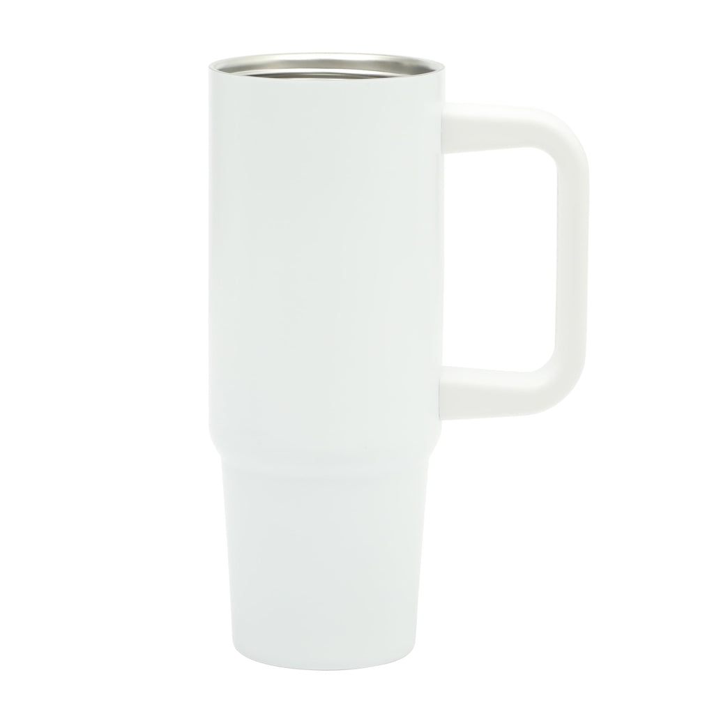 Gibson Home Marina 29 oz Stainless Steel Thermal Tumbler with Handle and Straw, White