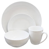 Gibson Home Ogalla 16-piece white porcelain coupe dinnerware set with dinner plates, salad plates, bowls and mugs