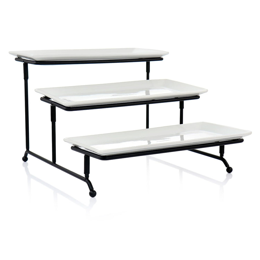 Elama Porcelain 3 Tier Rectangular Serveware Set