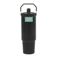 Gibson Home Marina 29 oz black stainless steel insulated tumbler with top handle and folding straw