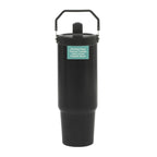 Gibson Home Marina 29 oz black stainless steel insulated tumbler with top handle and folding straw