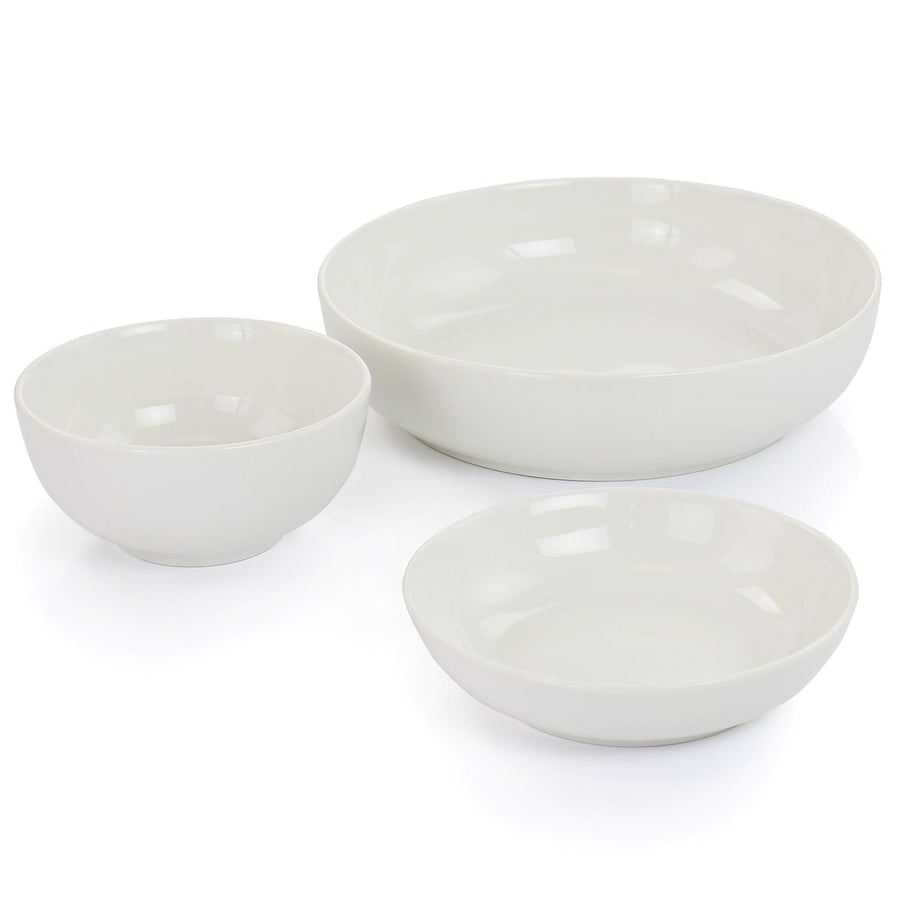 Elama Iris 32-Piece Porcelain Dinnerware Set, White, Service for 6