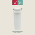 Gibson Home Marina 29 oz Stainless Steel Thermal Tumbler – White with Top Handle & Folding Straw