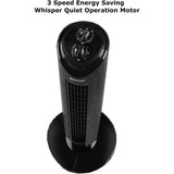 Optimus F-8449BK 32-Inch 3-Speed Oscillating Tower Fan with Timer, Black