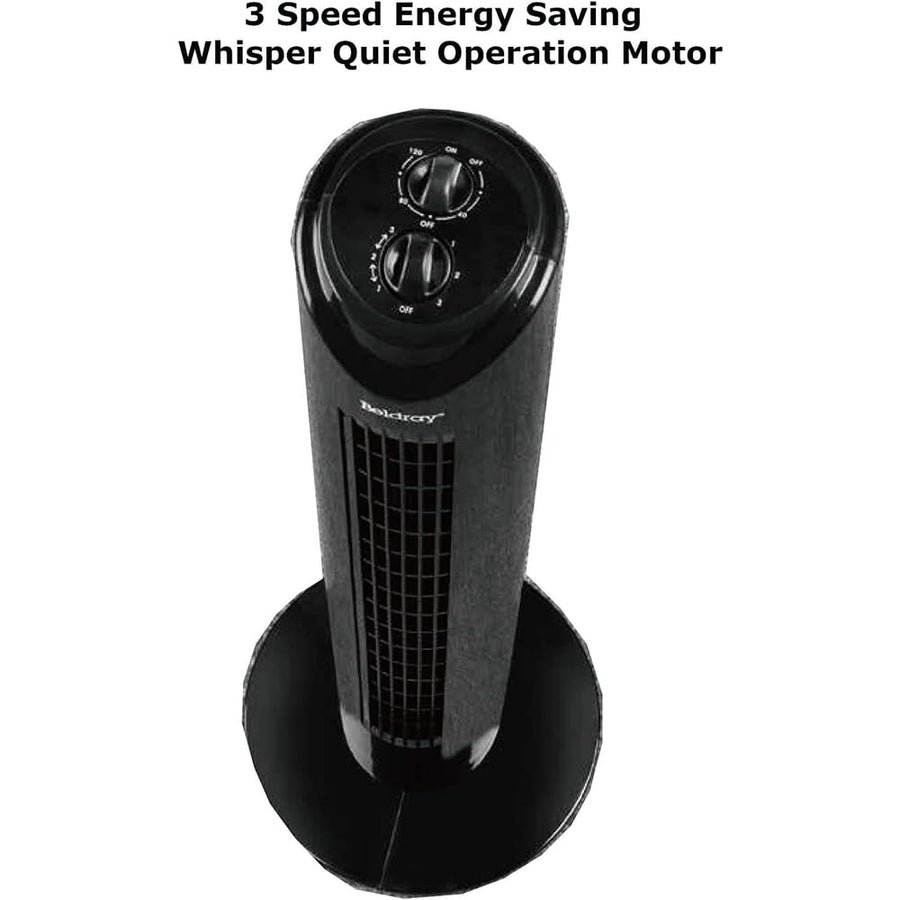 Optimus F-8449BK 32-Inch 3-Speed Oscillating Tower Fan with Timer, Black