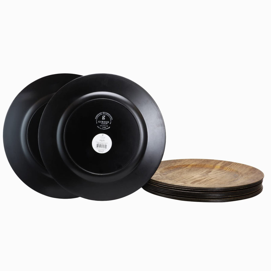 Gibson Home Feri 12-Piece 13-Inch Wooden-Skin Melamine Charger Plates