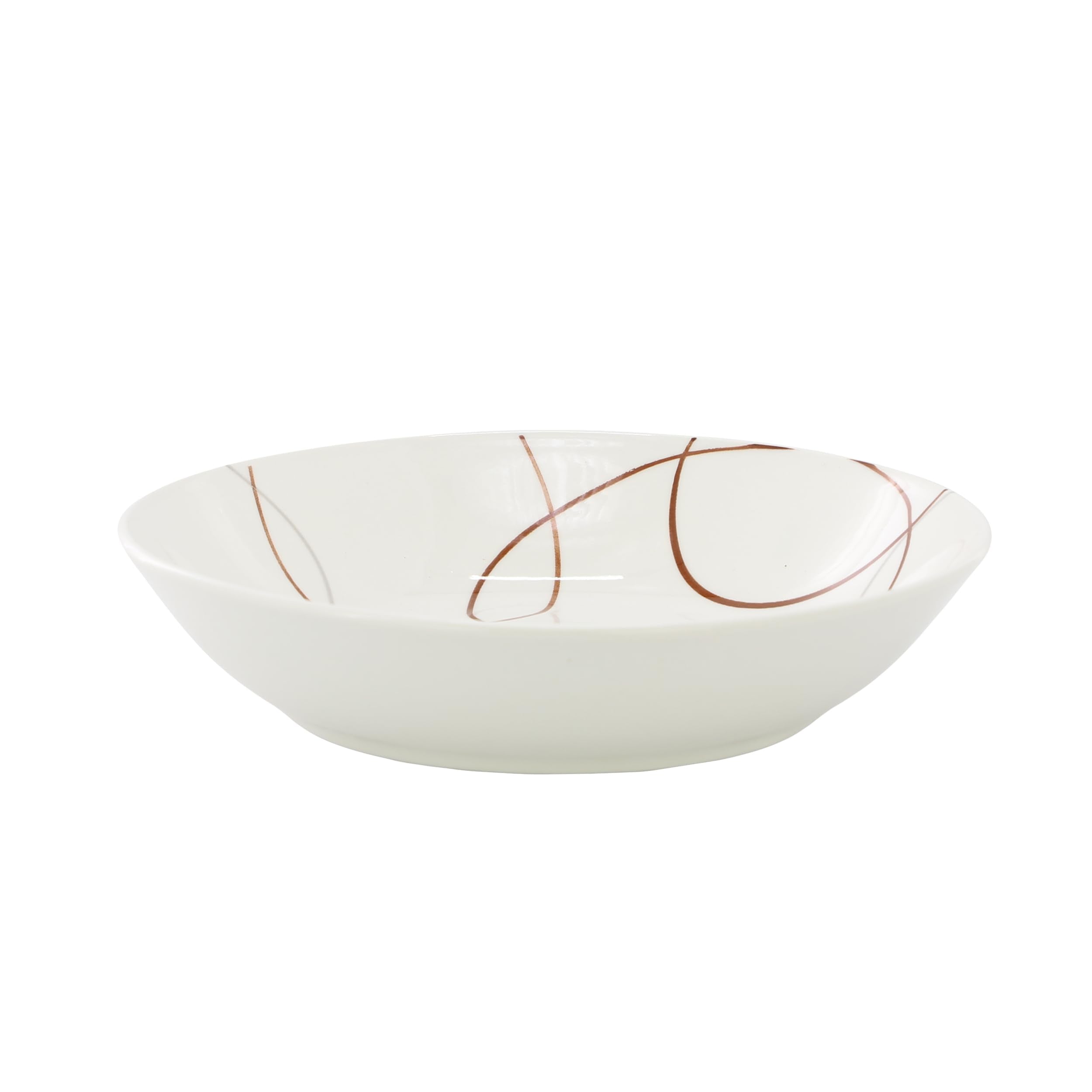 Elama Sydney 24-Piece Porcelain Double Bowl Dinnerware Set – White Abstract Service for 6