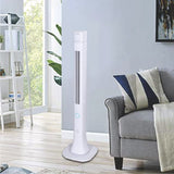Optimus F-7585WH 48 Inch Pedestal Tower Fan with Remote, LED Display, Bluetooth Speaker & Night Light, White