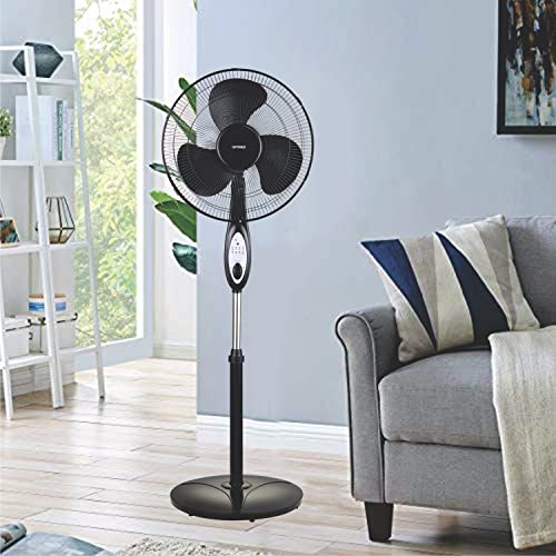 Optimus F-1672WH 16 Inch Oscillating Stand Fan with Remote, Timer & Natural Wind Mode, White