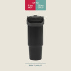 Gibson Home Marina 29 oz Stainless Steel Insulated Tumbler with Handle and Straw, Black