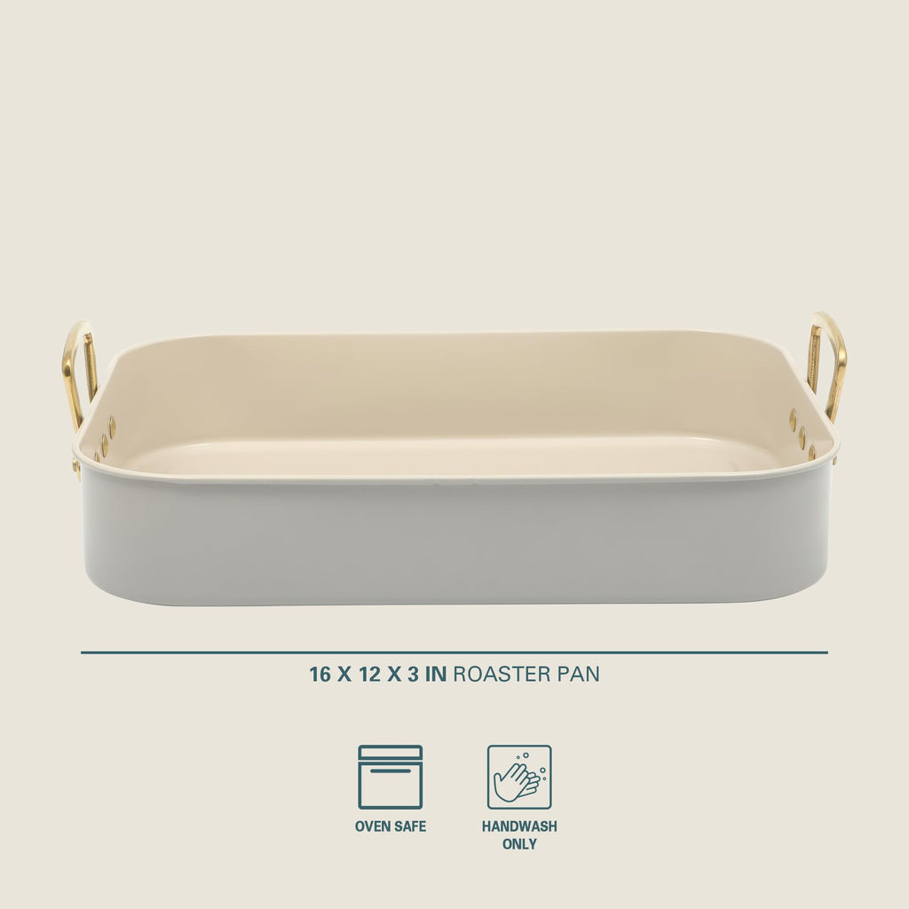 Gibson Home Broxton 2-Piece Nonstick Steel Roaster Pan with Rack – Taupe