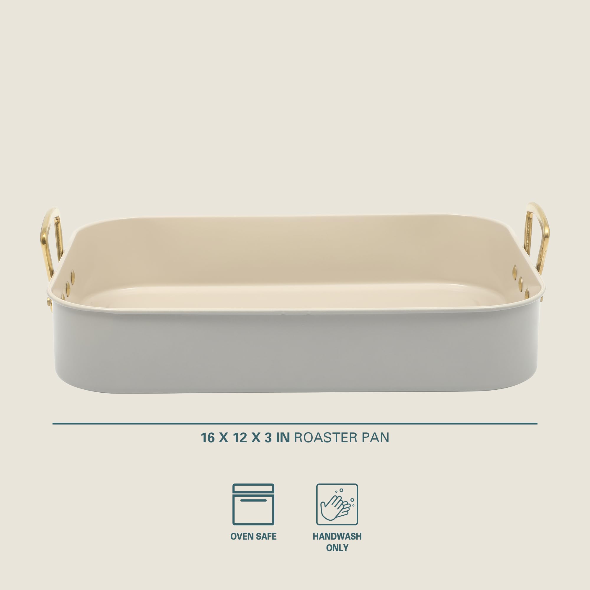 Gibson Home Broxton 2-Piece Nonstick Steel Roaster Pan with Rack – Taupe