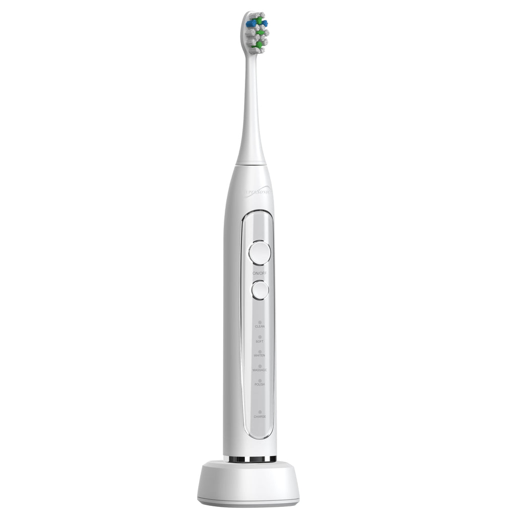 SuperSonic TB-5100 Sonic Zoom Advance Rechargeable Toothbrush with Wireless Charging, White