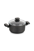 Korkmaz Ornella 3-Quart Forged Aluminum Saucepan with Lid – Black Non-Stick, Induction-Compatible Soup & Sauce Pot