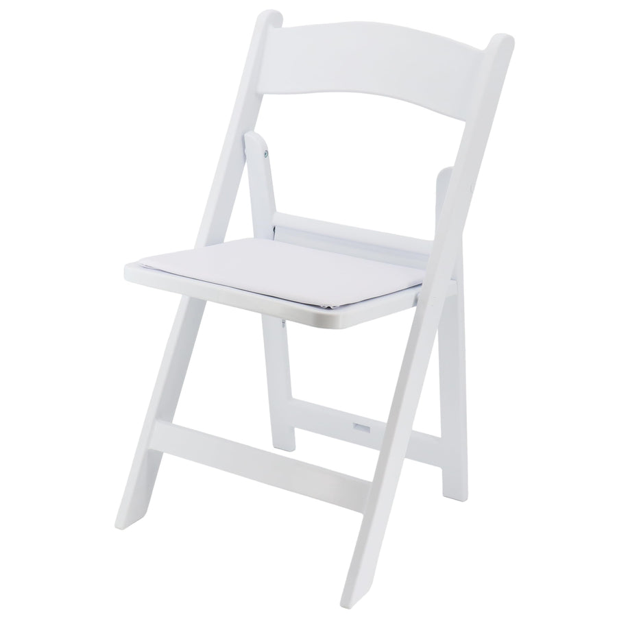 Elama 4 Piece White Folding Resin Dining Chairs with Removable Seat Pads (600 lb Capacity)