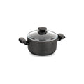 Korkmaz Ornella 8.5-Quart Aluminum Sauce Pan with Cover – Black Non-Stick Granite Coating, Family-Size Stockpot