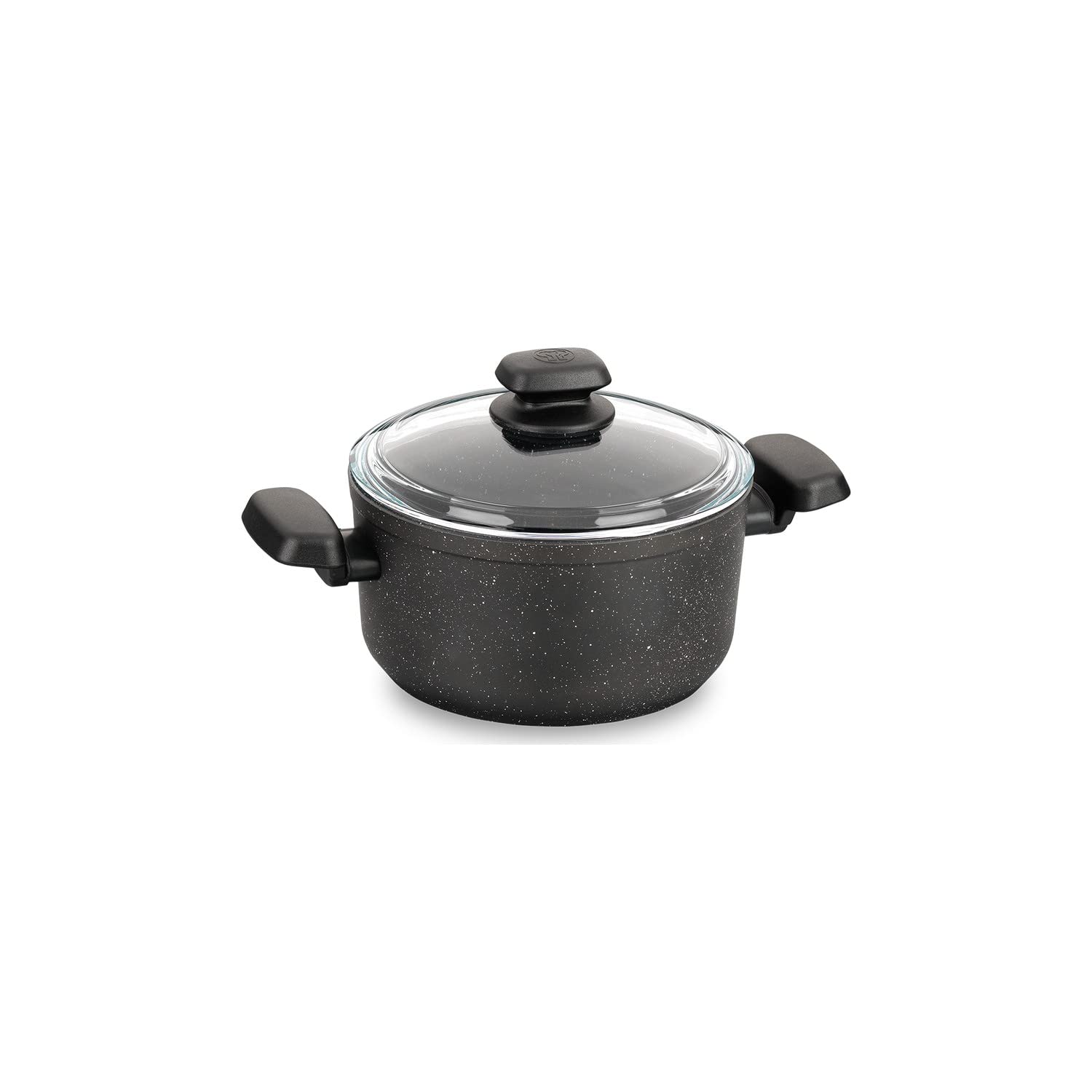 Korkmaz Ornella 8.5-Quart Aluminum Sauce Pan with Cover – Black Non-Stick Granite Coating, Family-Size Stockpot
